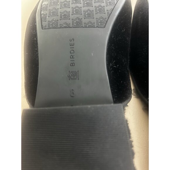 Birdies The Phoebe Black Velvet Faux Fur Lining Mule Flats Slippers Shoes Size 8 - Picture 4 of 12